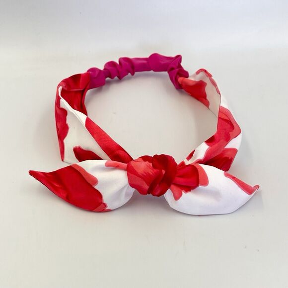 New Women Headband Hair Accessories knotted Red And White Floral - Picture 6 of 15